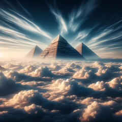 Floating Pyramids - Cloud-Bound Egyptian Majesty - obrazy, fototapety, plakaty