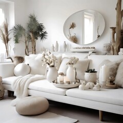 accessories decor in cozy white interior