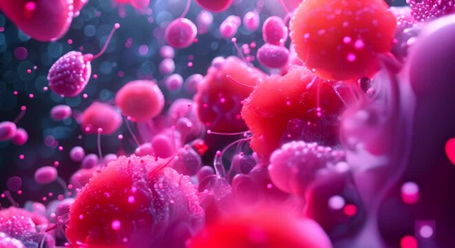 A 3D render of the cell cycle in a cancerous tumor