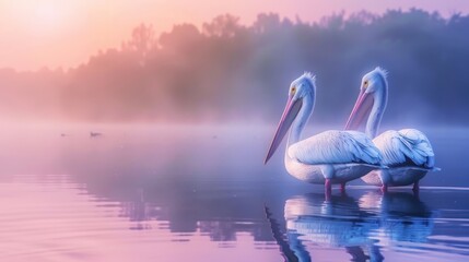 Close up of white pelican in natural lake. generative AI image