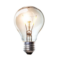 Luminous light bulb, realistic photo image Turn on the tungsten light bulb highlighted on a white background. 