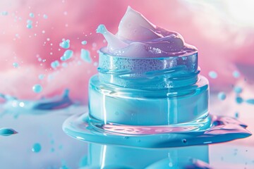 Face Skin care analysis skin care cream. Skincare beauty cosmetic products: lip balm, Calendula lotion, moisturiser, skincare Advanced formula eye gel, Beta hydroxy acid serum and Wellness jar pot