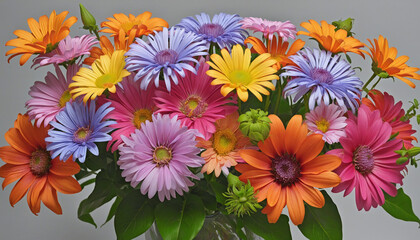 A vibrant bouquet of multi colored flowers brings nature beauty 3d