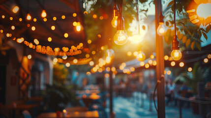 ligth in the city on a bistro terasse