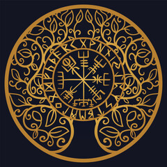 Yggdrasil, the tree of life. Vikings symbol Odin,with futhark runes , YGGDRASIL PAGAN SYMBOLS AND NORSE RUNES	
