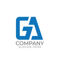 GA G A Letter Logo Design in Blue Colors. Creative Modern Letters Vector Icon Logo Illustration.