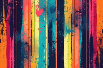 A stunning and vibrant graphic backdrop adorned with colorful paints and stripes, embracing the splattered/dripped technique and inspired by rainbowcore aesthetics