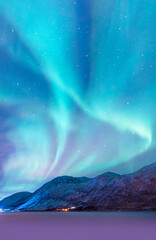 Northern lights or Aurora borealis in the sky - Tromso, Norway