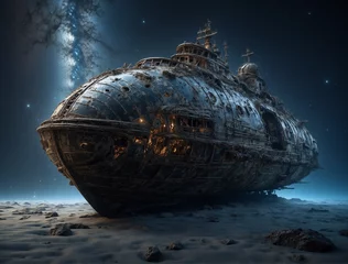 Rolgordijnen ship wreck in the sea © Gary