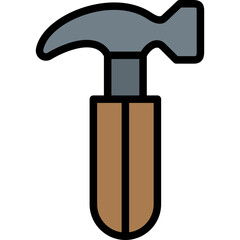 Hammer Vector Line Filled Icon