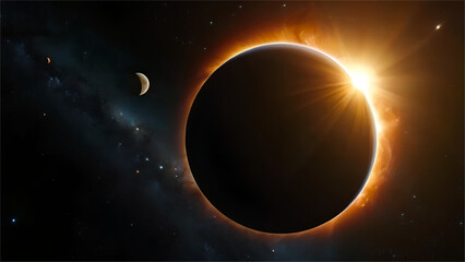 Fototapeta premium Space background with planets moving around sun on orbits 