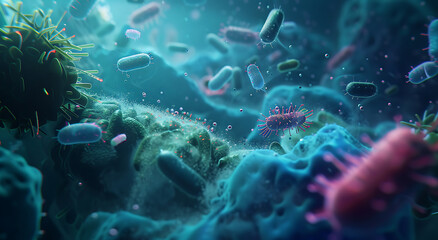Fototapeta na wymiar Illustration showing various bacteria