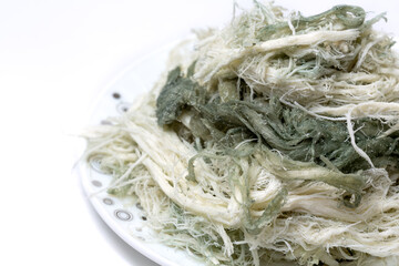 Erzurum (Civil) moldy cheese in porcelain plate. Traditional delicious organic moldy cheese made with natural methods.