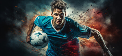 the soccer player is running with the soccer ball in his hands