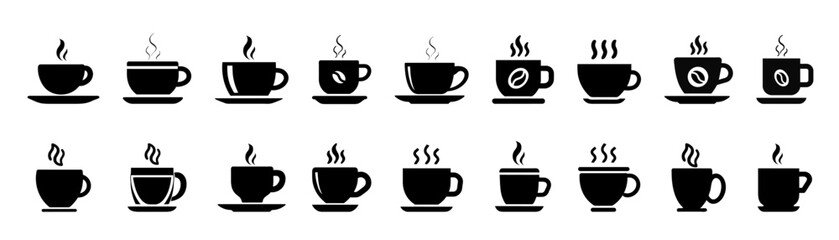 Hot coffee cup vector icon.. Cup coffe with steam.