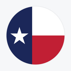 Flat Illustration of Texas state flag. Texas state round flag vector icon. Texas circle flag. 
