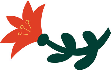 Red abstract flower. Vector illustration, design element.