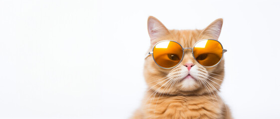 Funny cat in sunglasses, banner