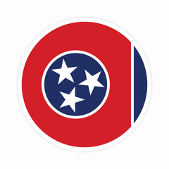 Flat Illustration of Tennessee state flag. Tennessee State round flag vector icon. Tennessee circle flag.
