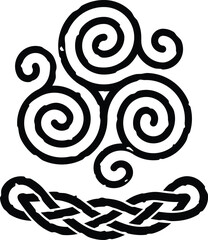 Grunge Curved Celtic Knot Graphic with Celt Triskele