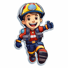 Cheerful Cartoon Firefighter Giving a Thumbs Up