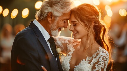 A Father and Daughter Share an Emotional Moment on the Wedding Dance Floor. Concept Family Emotions, Wedding Moments, Father-Daughter Love, Special Events, Memorable Celebrations