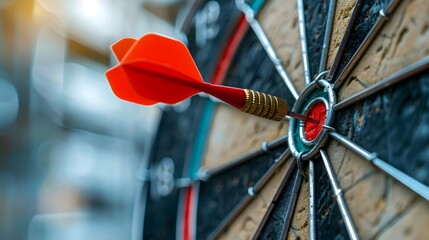 Dart Hitting the Bullseye in Soft Focus