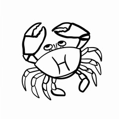 Isolated Cartoon Crab on White Background, Vector Illustration