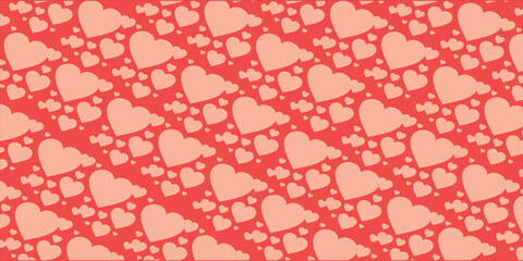 Cute love heart seamless pattern illustration. Cute romantic pink hearts background print. Valentine's day holiday, romantic wedding design.