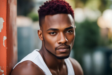 African American man with his hair dyed red