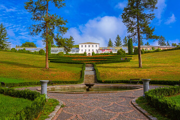 Uman. Sofievsky park in the morning. Against the background of the blue sky.