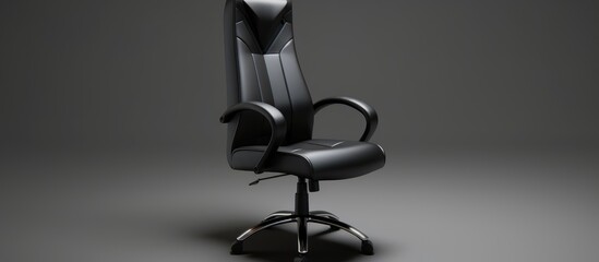 A black office chair is positioned atop a desk in a straightforward and practical arrangement within an office setting.