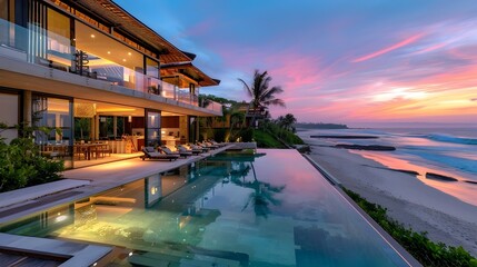 Bali Sunset Villa with Infinity Pool on Private Beach