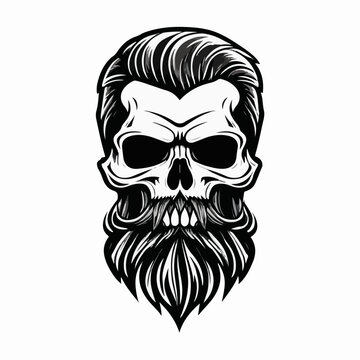 Vector de una calavera con barba