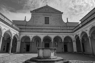 Cassino, Lazio, Italy. The Benedictine Abbey of Montecassino. - obrazy, fototapety, plakaty
