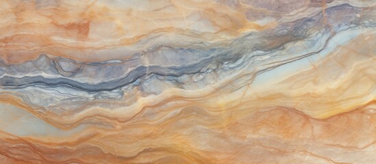 Obraz premium A close-up view showcasing the texture and colors of a brown and blue marble. The intricate details of the marbles surface are highlighted, revealing a blend of rich earthy tones and cool blues.