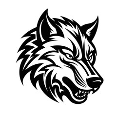 Fototapeta premium head of wolf icon black and white vector illustration isolated transparent background logo, cut out or cutout t-shirt print design