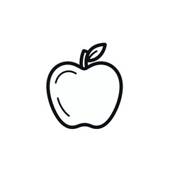 black and white apple with leaf vector illustration isolated transparent background logo, cut out or cutout t-shirt print design
