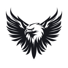 bold eagle bird  black and white vector illustration isolated transparent background logo, cut out or cutout t-shirt print design