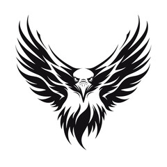 bold eagle bird  black and white vector illustration isolated transparent background logo, cut out or cutout t-shirt print design