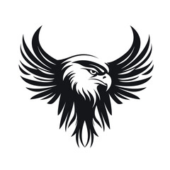 Fototapeta premium bold eagle bird black and white vector illustration isolated transparent background logo, cut out or cutout t-shirt print design