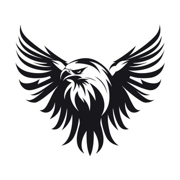 bold eagle bird  black and white vector illustration isolated transparent background logo, cut out or cutout t-shirt print design