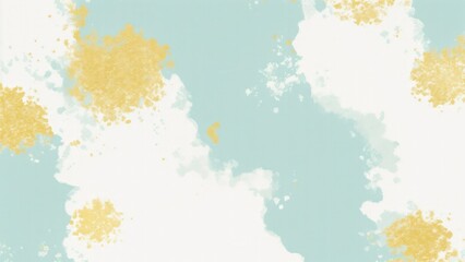 Fototapeta na wymiar White Teal Gold and White Hazy paint splatter pastel background