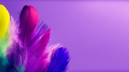 Obraz premium Bright feathers in the corner on a beautiful background.