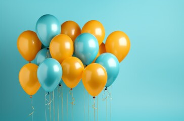 a bunch of colored balloons on a blue background