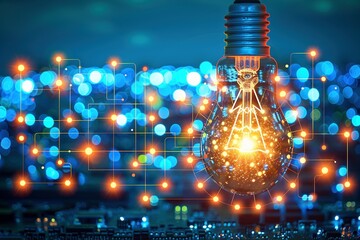 In the style of blue hues and electric lights, this poster advertises a seminar on electricity and safe work