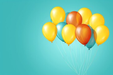 a bunch of colorful balloons against on blue background