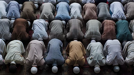 Fotobehang Muslims pray in the mosque. Ramadan Feast celebrations © Zahid