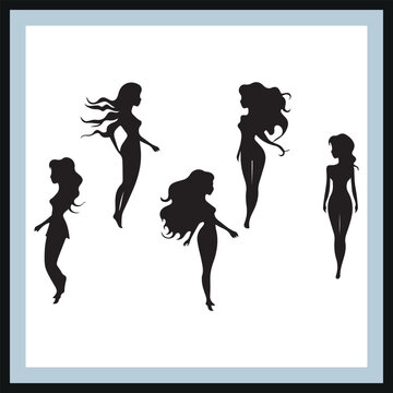 Simple Mermaid Silhouette Collection, Mermaid Sticker, Cartoon
