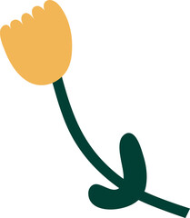 Abstract flat flower on a transparent background. Vector illustration, isolated.